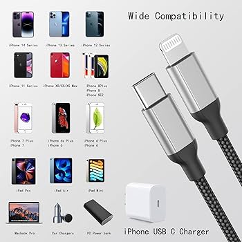 Amazon.com: USB C to Lightning Cable 1ft, 2Pack Short iPhone